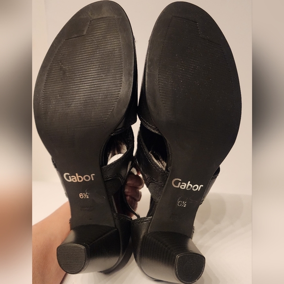 GABOR leather block heel opentoe sandals in black size UK 6.5/ US 9 - Picture 9 of 11